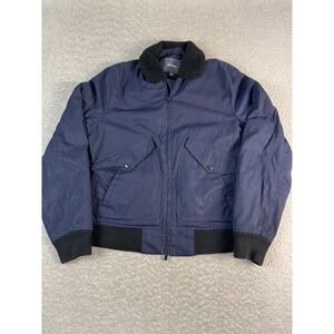 Bonobos‎ Jacket Mens Medium Navy Bomber Sherpa Collar Full Zip Ribbed Hem Cuffs